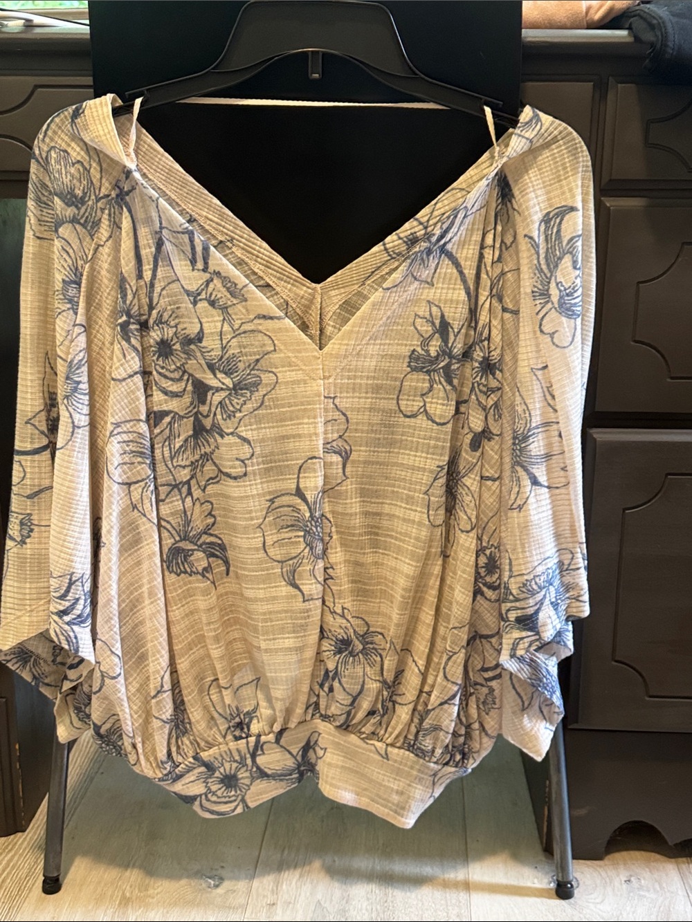 Free People Lightweight Floral V-Neck Top